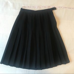 Black Midi Pleated Wool Skirt
